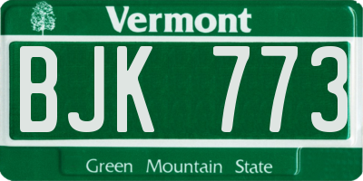 VT license plate BJK773