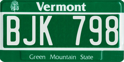 VT license plate BJK798
