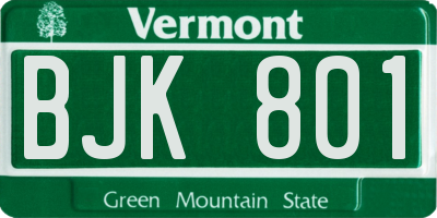 VT license plate BJK801