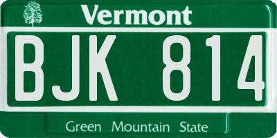 VT license plate BJK814