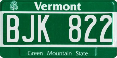 VT license plate BJK822