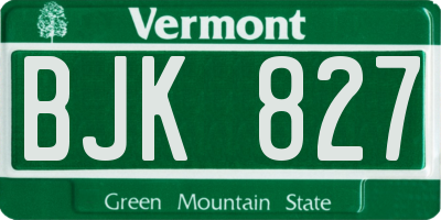 VT license plate BJK827
