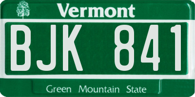 VT license plate BJK841