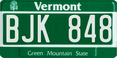 VT license plate BJK848