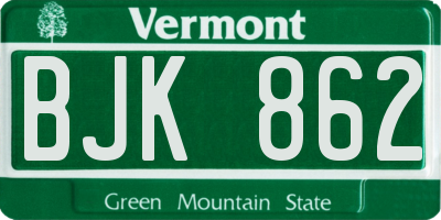 VT license plate BJK862