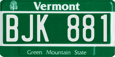 VT license plate BJK881