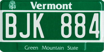 VT license plate BJK884