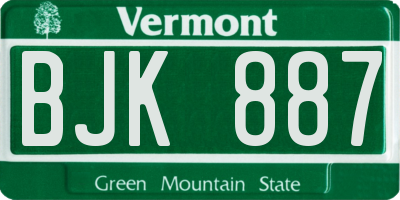 VT license plate BJK887