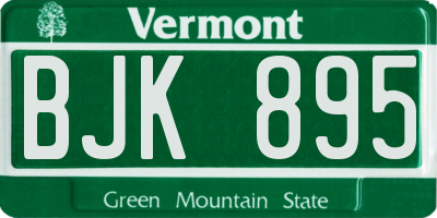 VT license plate BJK895