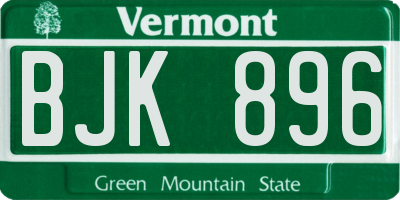 VT license plate BJK896