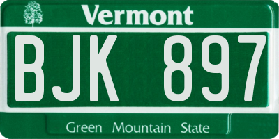 VT license plate BJK897