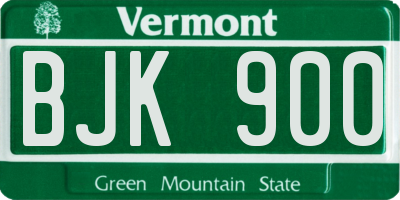 VT license plate BJK900