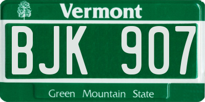 VT license plate BJK907