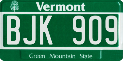 VT license plate BJK909
