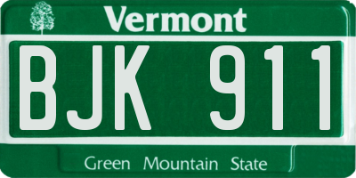 VT license plate BJK911
