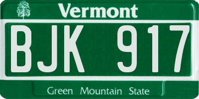 VT license plate BJK917