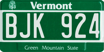 VT license plate BJK924