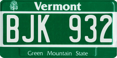 VT license plate BJK932