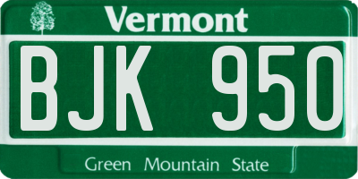 VT license plate BJK950
