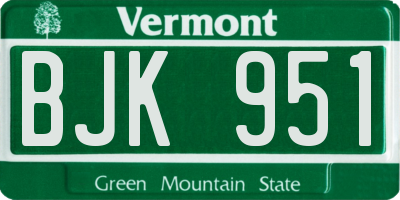 VT license plate BJK951