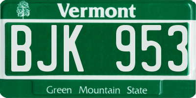 VT license plate BJK953