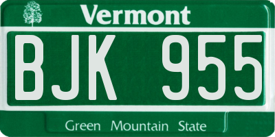 VT license plate BJK955