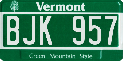 VT license plate BJK957