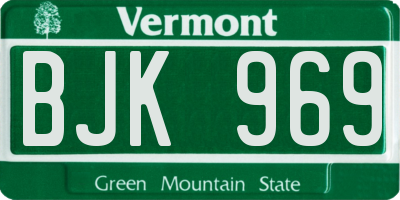 VT license plate BJK969