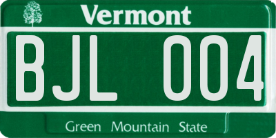 VT license plate BJL004