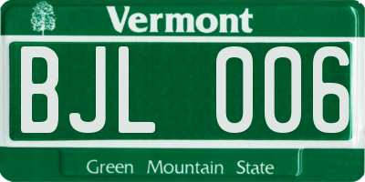 VT license plate BJL006