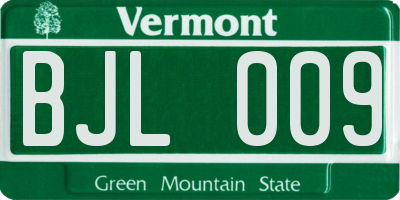 VT license plate BJL009