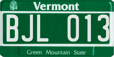 VT license plate BJL013