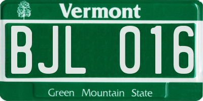 VT license plate BJL016
