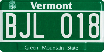 VT license plate BJL018