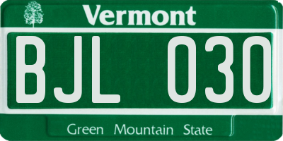 VT license plate BJL030