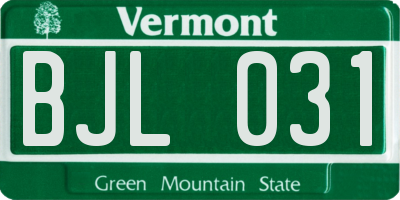 VT license plate BJL031