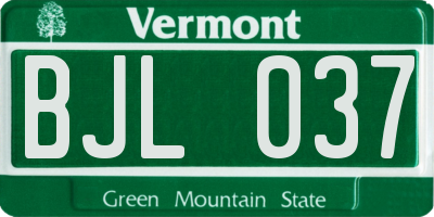 VT license plate BJL037