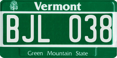 VT license plate BJL038