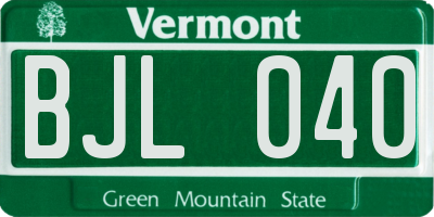 VT license plate BJL040