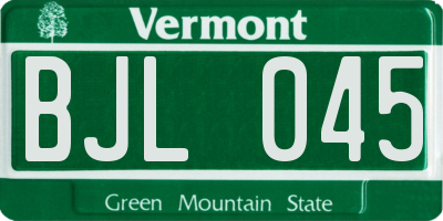 VT license plate BJL045
