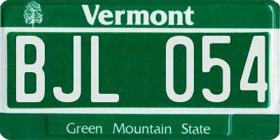 VT license plate BJL054