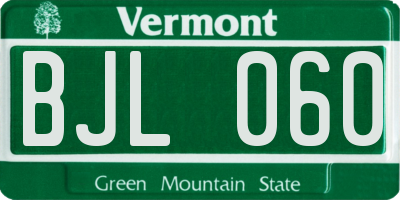 VT license plate BJL060
