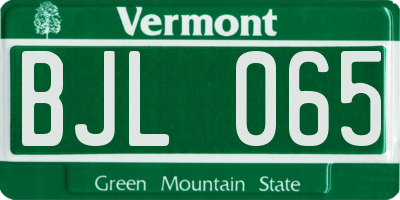 VT license plate BJL065