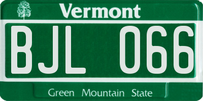 VT license plate BJL066