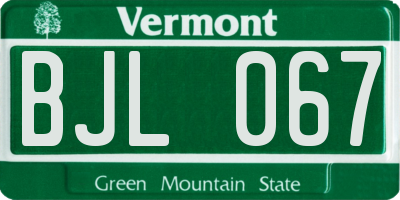 VT license plate BJL067