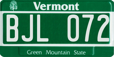 VT license plate BJL072