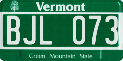 VT license plate BJL073