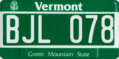 VT license plate BJL078