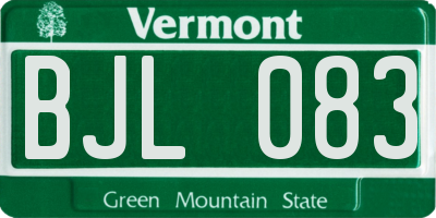 VT license plate BJL083