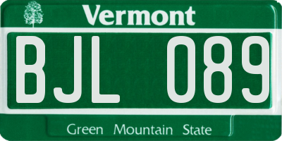 VT license plate BJL089